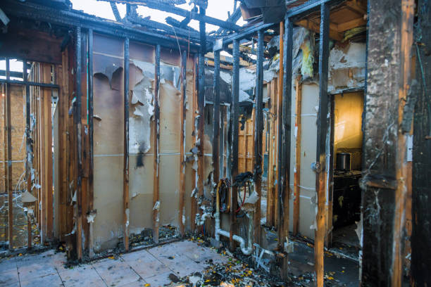 Professional Fire Damage Restoration technician working in South Gull Lake, MI